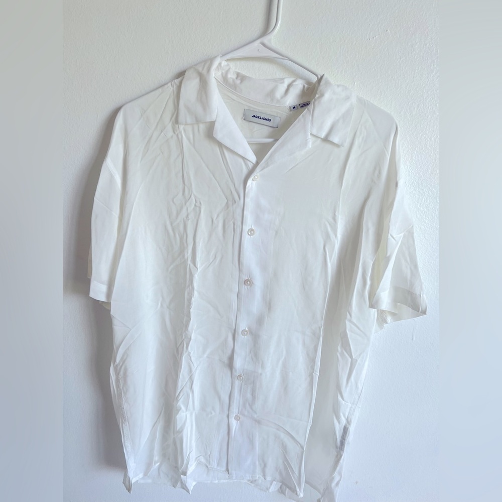 White Jack & Jones Short sleeve button down shirt, men’s M